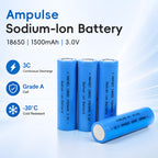 18650 Sodium Ion Battery 1500mAh 3.0V Grade A Cell 3000 Cycles 3C High Discharge Rechargeable Lithium Alternative