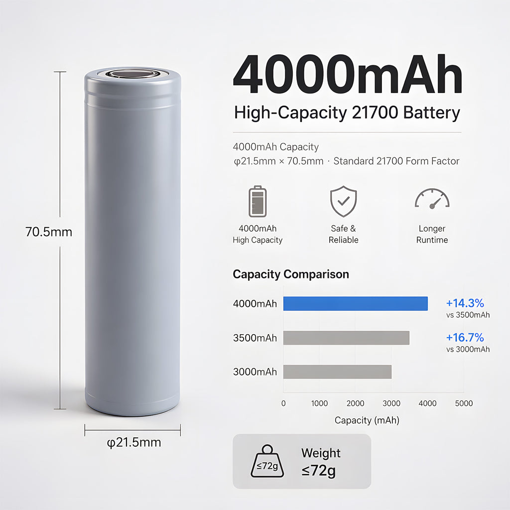 High-Rate Tianyi 21700 4000mAh 10C Li-ion Battery Cell | Custom Logo OEM for Power Tools（100piece/box）