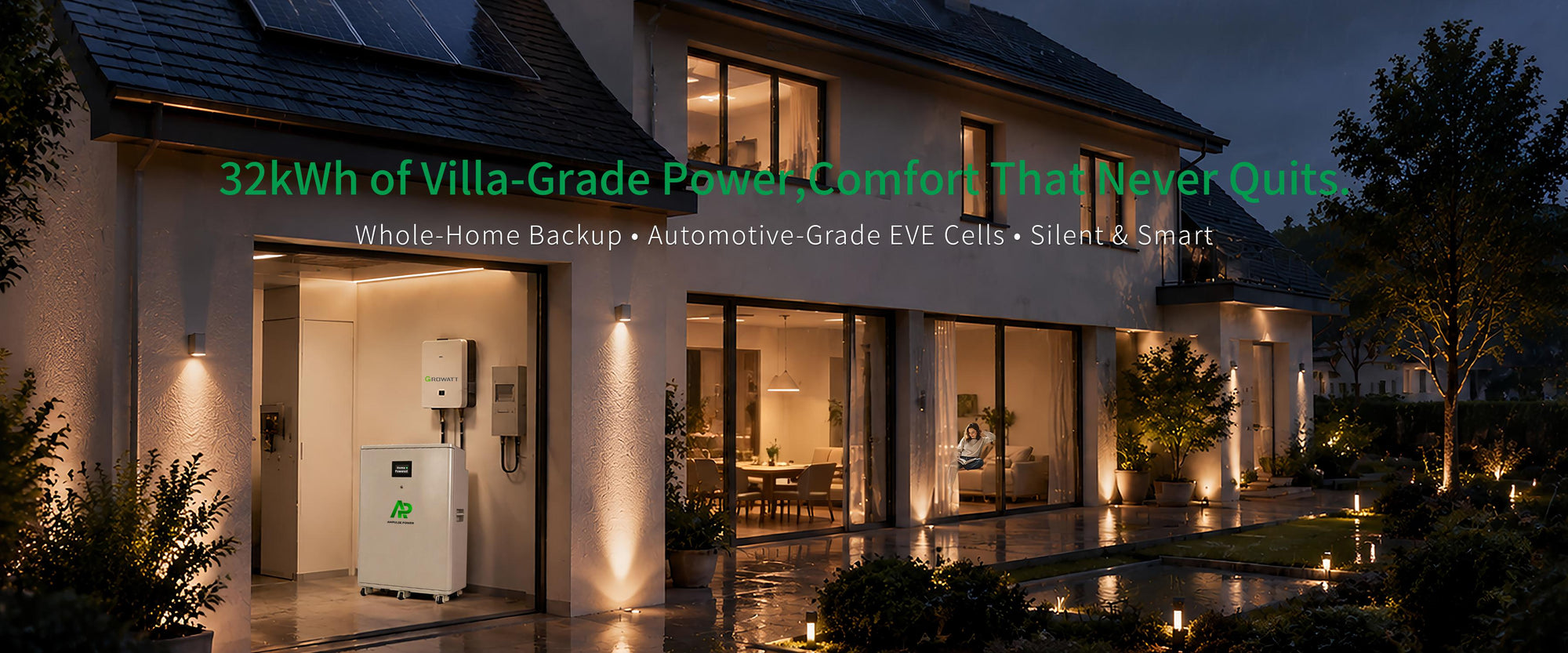 32kWh villa-grade solar energy storage system for whole-house backup.