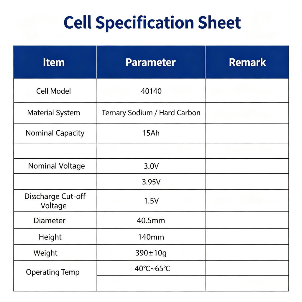 QNAS 40140RL-15AH 3.1V 15Ah Sodium Ion Battery 40140 Cell 4C Discharge 2000 Cycles(28Pieses/box))