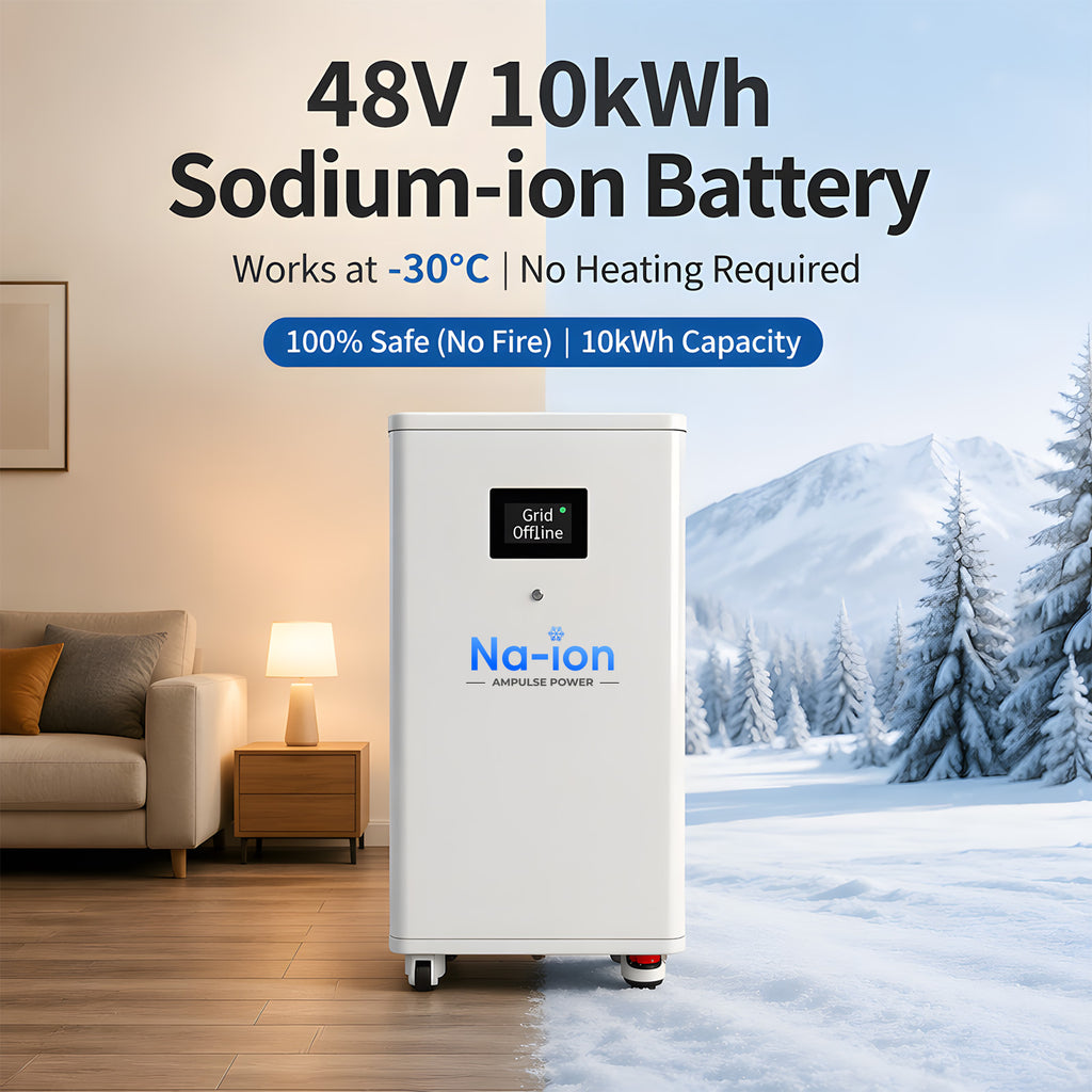 Ampulse Power 48V 10kWh Sodium Ion Battery Energy Storage ESS For Home Backup Cold Climate Resistant Safe Na-ion Storage Pack