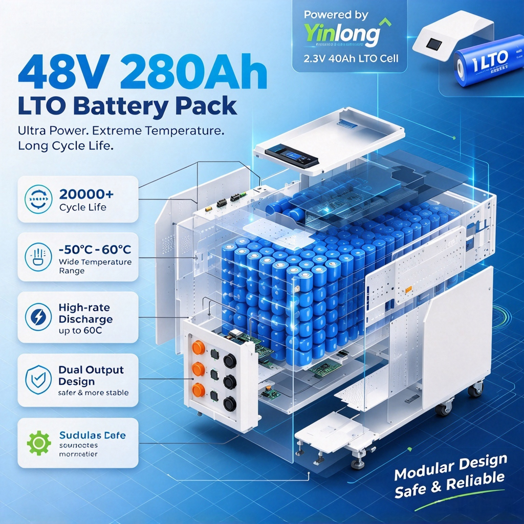 2026 48V 280Ah LTO Battery Pack Built Prismatic Cells For Home Energy Storage System 20000  Cycles Wide Temperature Range