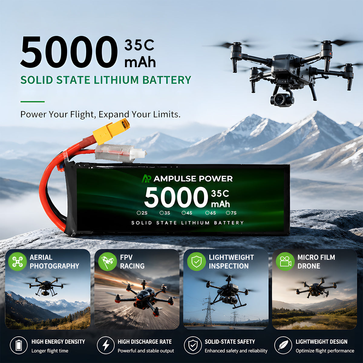 8643126 Lipo Battery 5000mAh 35C 70C High Capacity FPV Racing Drone UAV Quadcopter Reliable Rechargeable Lithium Power Cell（MOQ 50 PIECES)）