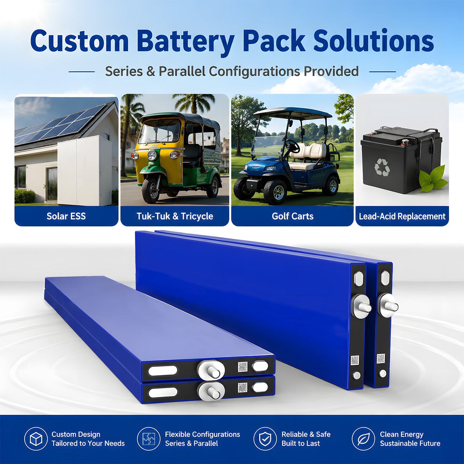 BYD 150Ah Blade Battery 3.2V LFP Cell for Solar & EV Home ESS（6 pieces/box）