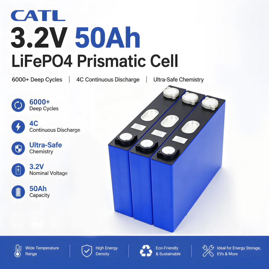 CATL 3.2V 50Ah LiFePO4 Prismatic Battery Cell for E-bike & Solar