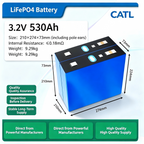 Authentic CATL 530Ah LiFePO4 Battery Cell 3.2V LFP Prismatic for Industrial Solar Storage and Home Energy Systems (