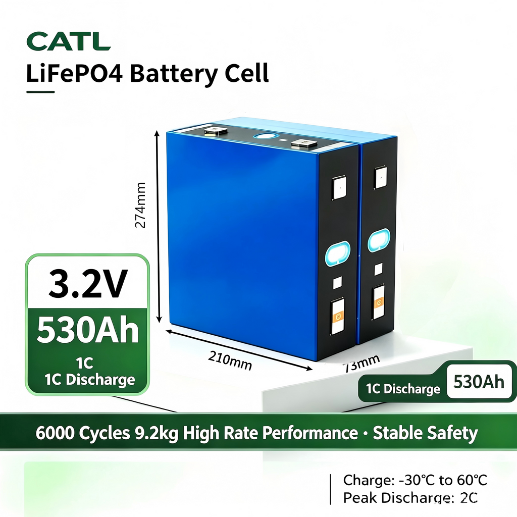Authentic CATL 530Ah LiFePO4 Battery Cell 3.2V LFP Prismatic for Industrial Solar Storage and Home Energy Systems (