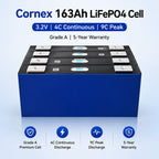 Premium 3.2V CORNEX 163Ah LiFePO4 Grade A Prismatic Cells - Long Life Solar Storage Battery（8 pieces/box）