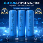 Premium EVE C33 3.2V 15Ah LiFePO4 Cylindrical Battery Cell for Solar & RV(60 piece/box)
