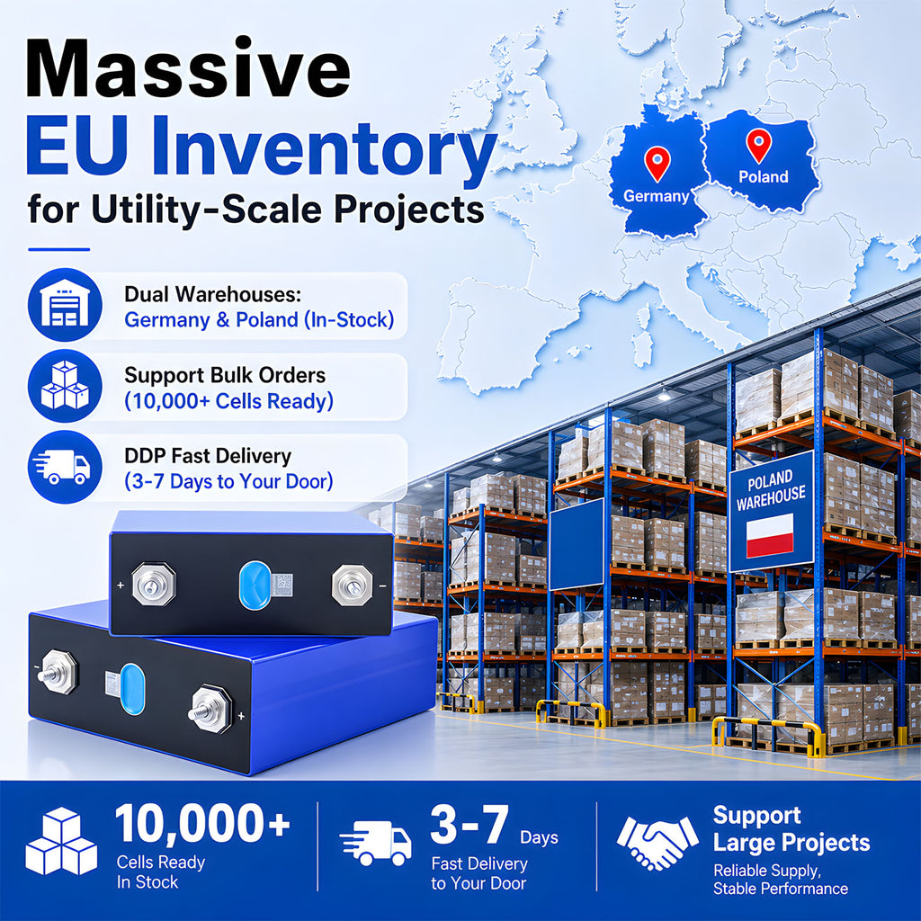 DDP EU Stock MB31 314Ah LiFePO4 Cells 3.2V Prismatic Battery 8000 Plus Cycles For Residential Solar System