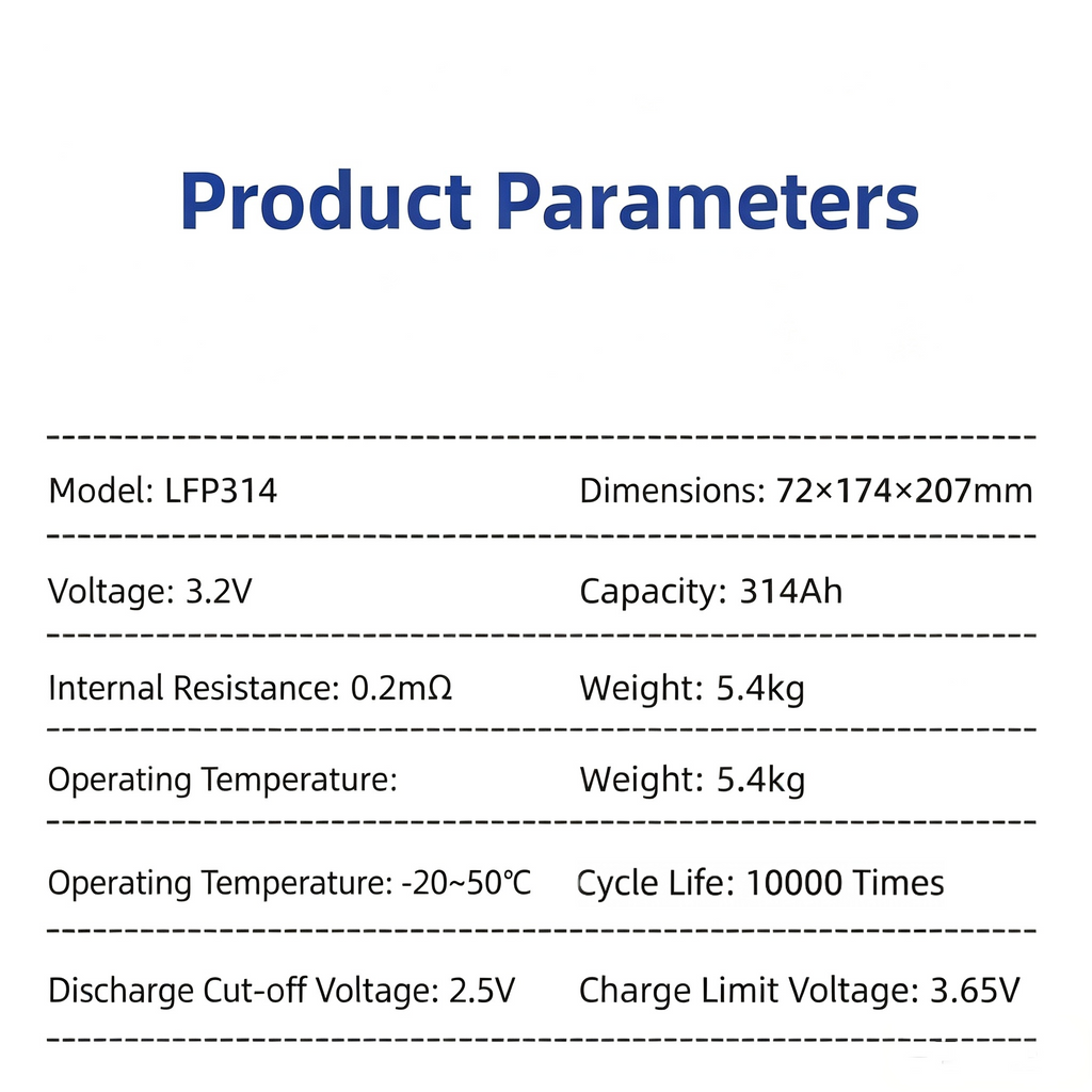 HiTHIUM 314Ah 3.2V Grade A LiFePO4 Prismatic Cell for Solar & Off-Grid Energy Storage（4pieces/box）