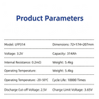 HiTHIUM 314Ah 3.2V Grade A LiFePO4 Prismatic Cell for Solar & Off-Grid Energy Storage（4pieces/box）