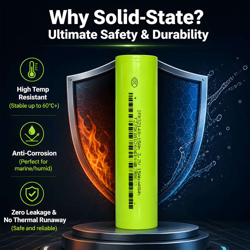 Premium JSK 15Ah 3C Solid State LiFePO4 Battery 32140 Cell 3.2V Cylindrical Lithium Iron Phosphate for Solar ESS RV Marine（40 pieces/box）