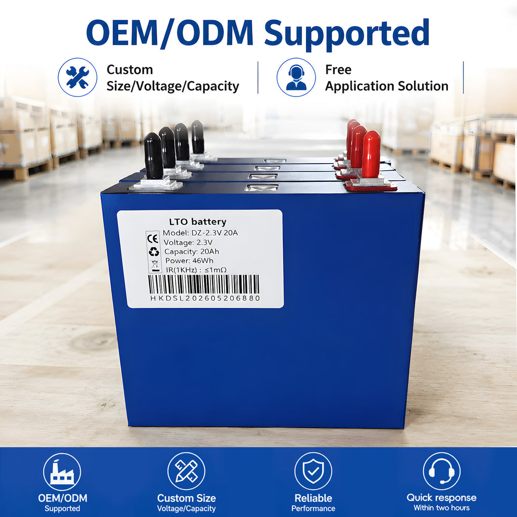 DZ LTO Battery Cell 2.3V 20Ah Lithium Titanate 25000 Cycles High Rate 10C Discharge Fast Charging Prismatic Power Grade A