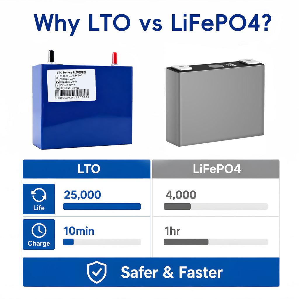 DZ LTO Battery Cell 2.3V 20Ah Lithium Titanate 25000 Cycles High Rate 10C Discharge Fast Charging Prismatic Power Grade A