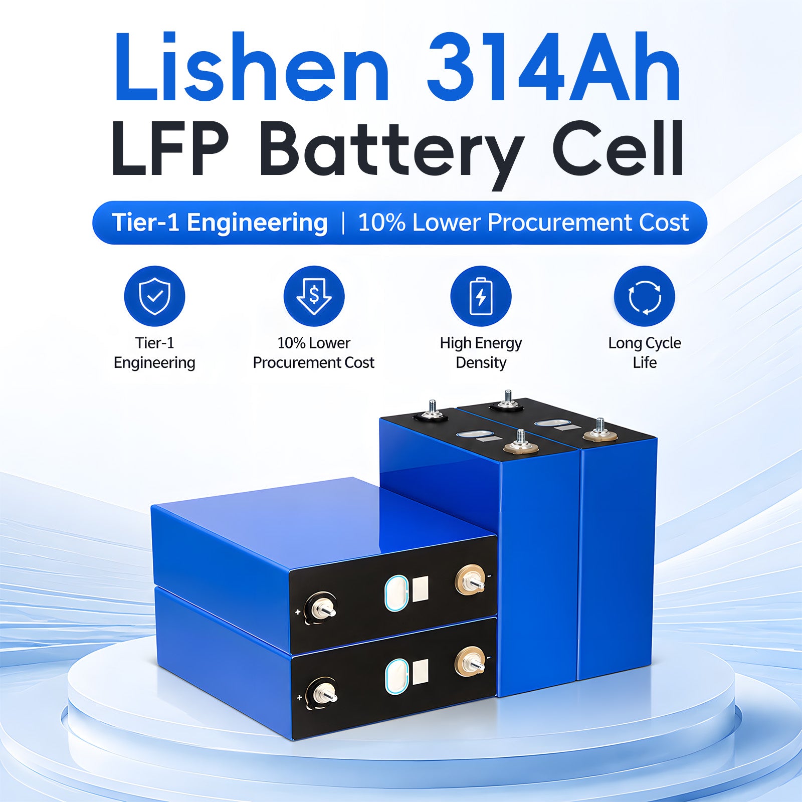 Lishen 314Ah LiFePO4 Battery Cell Tier 1 Engineering 10 Percent Lower Cost Grade A Prismatic For Solar Storage ESS New