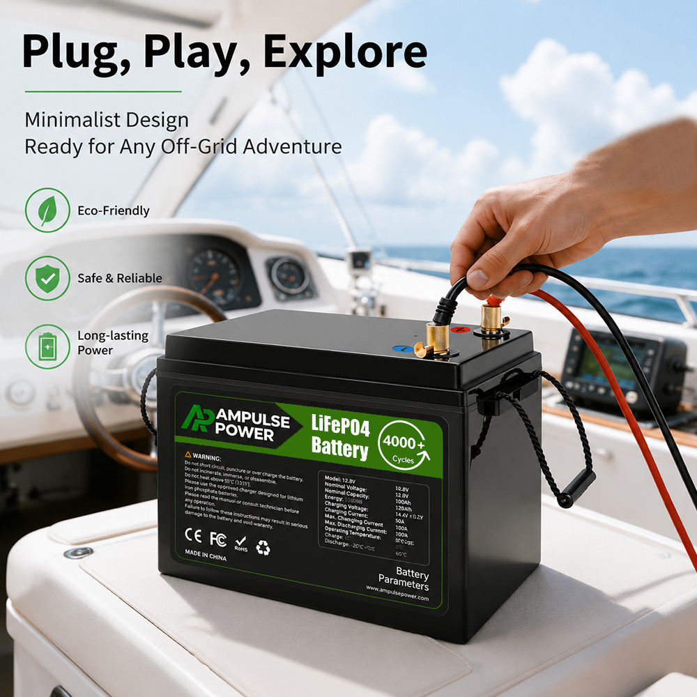 Easy plug-and-play installation of Ampulse Power battery on a boat, ready for any off-grid adventure with safe and reliable connections.