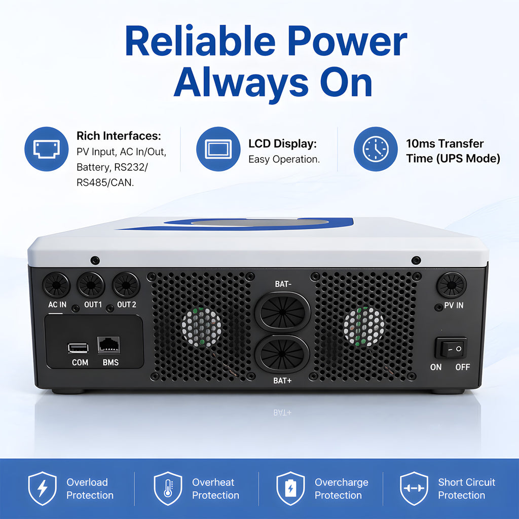  6KW Hybrid Solar Inverter 48V 220V Off-Grid with 120A MPPT & Tuya Wifi