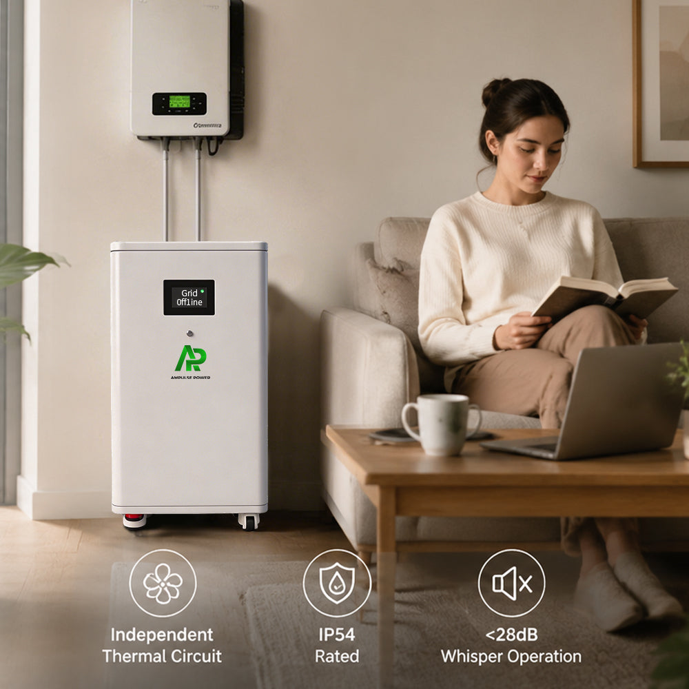 Sleek 16kWh home energy storage system installed in a modern living room.