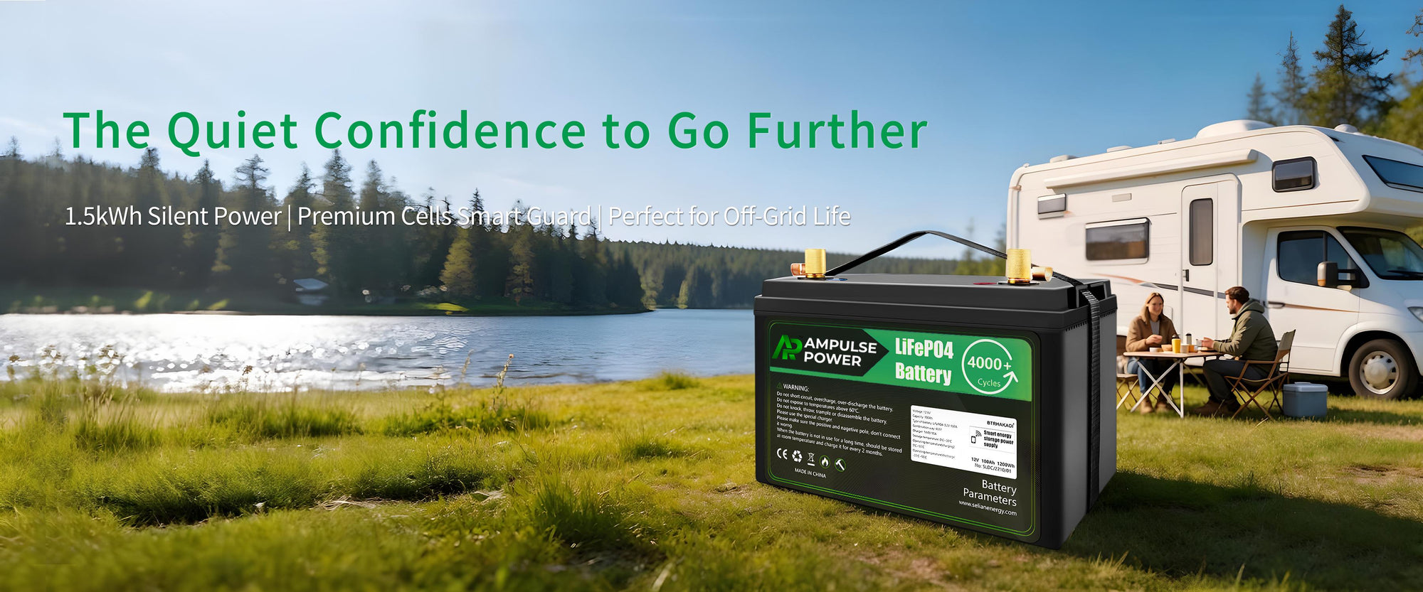 LiFePO4 RV battery for off-grid camping and sustainable travel power.