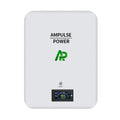 Ampulse Power white wall-mounted LiFePO4 home battery unit with digital display screen.