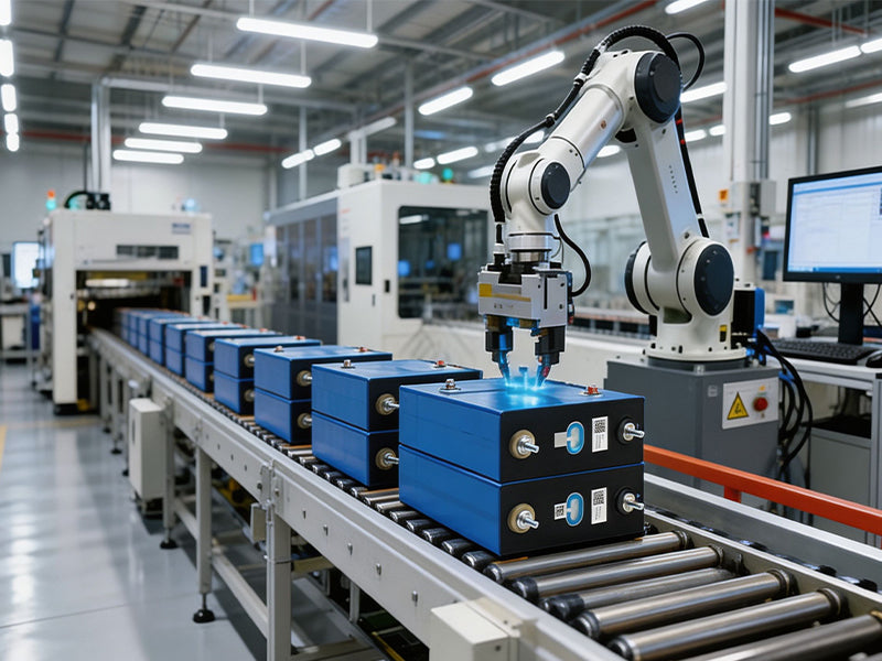 Advanced automatic LiFePO4 battery cell production line ensuring premium quality and consistency for Ampulse Power products.