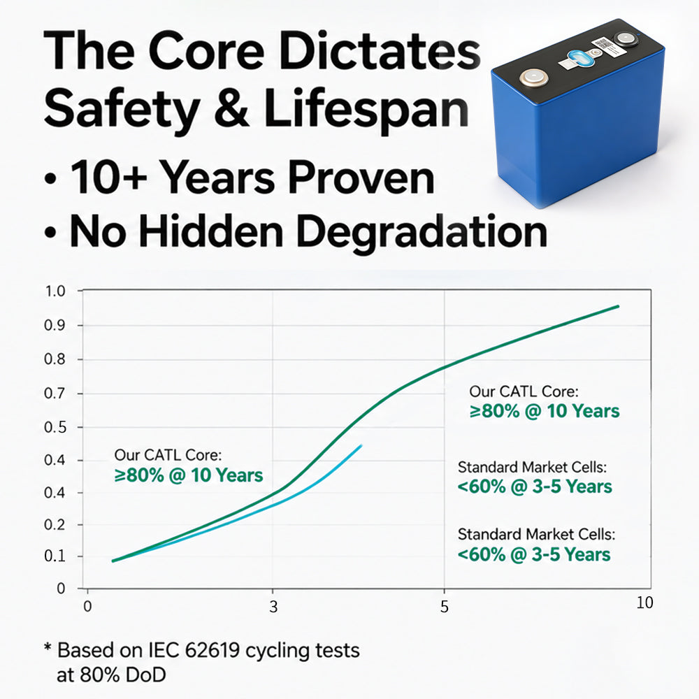 CATL LiFePO4 battery cell lifespan comparison chart for solar energy systems.