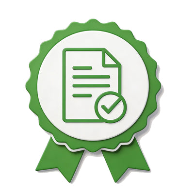 Certification medal icon for Ampulse Power products, fully compliant with CE, IEC62619, MSDS, and UN38.3 global safety standards.