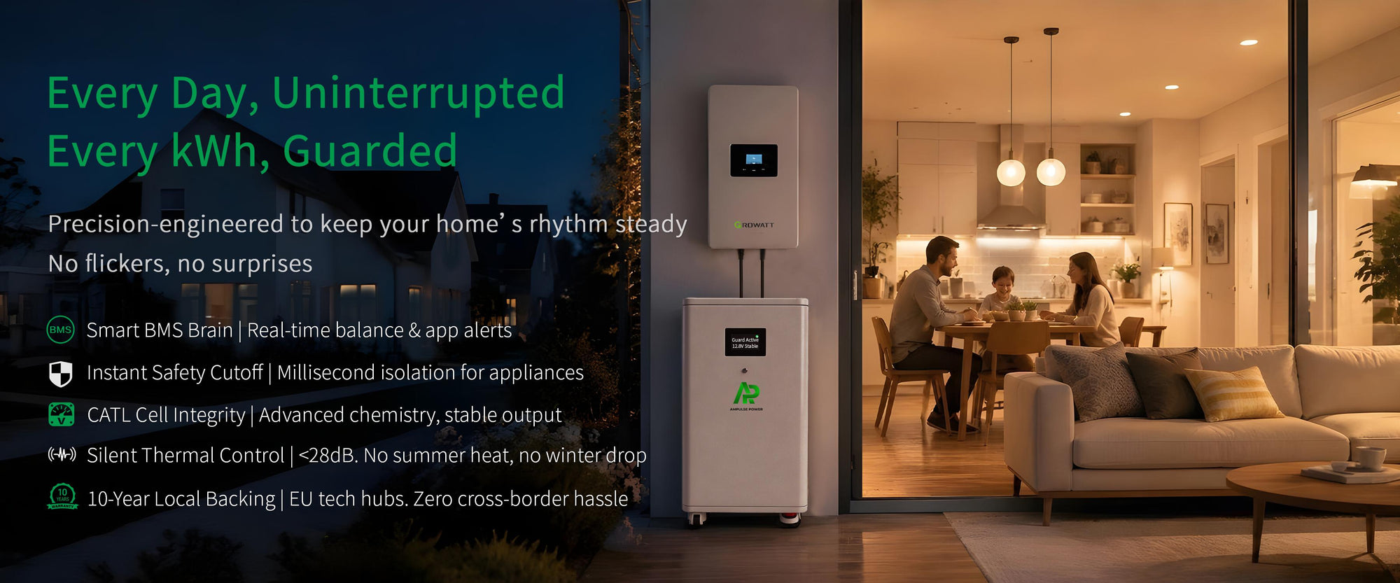 Whole-house uninterruptible power supply (UPS) for off-grid living and solar energy storage.