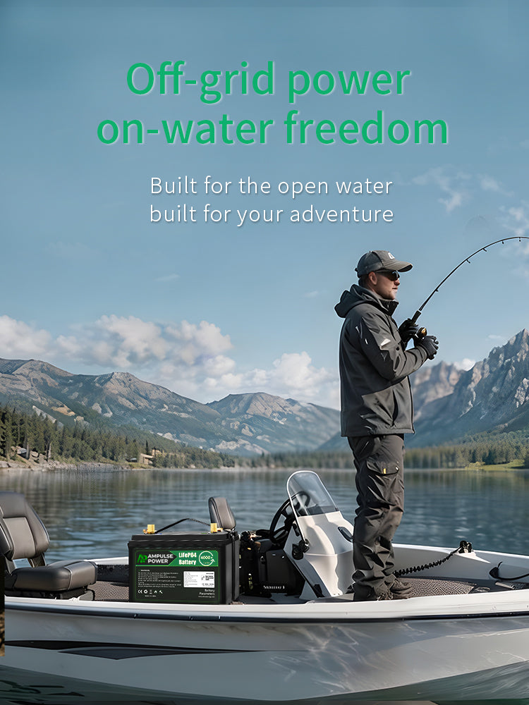 High-performance marine lithium battery for boat trolling motors and off-grid yachts.
