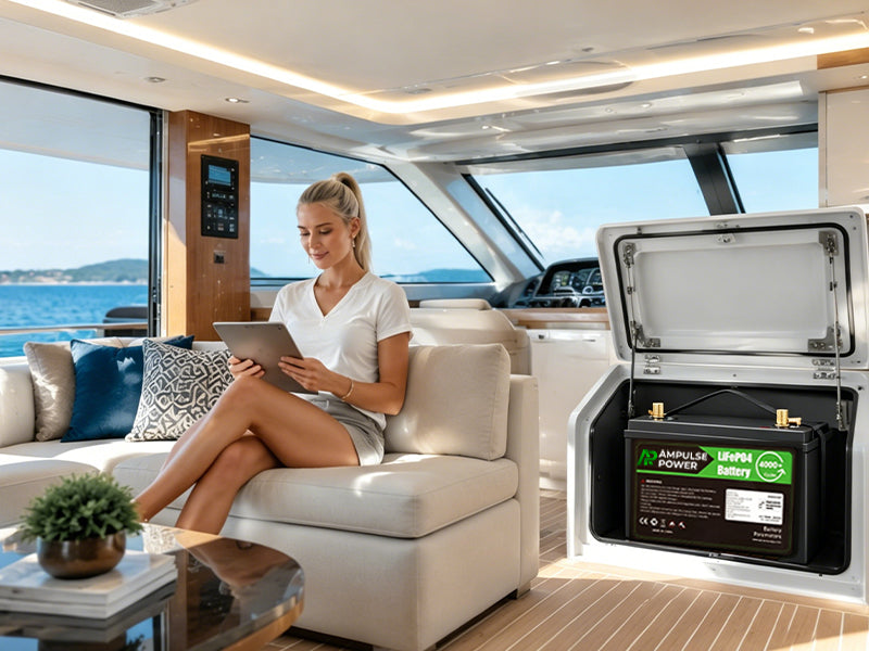 High-performance marine lithium battery integrated into a luxury yacht for reliable off-grid power and sustainable marine travel.