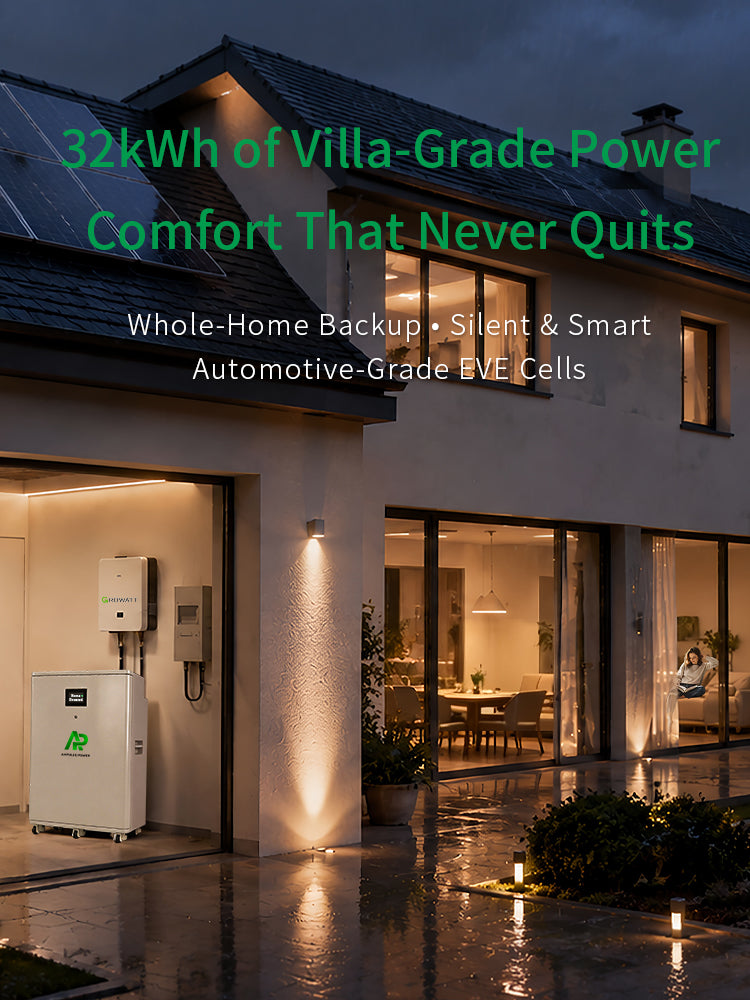 Villa-grade solar energy storage battery system for large-scale residential power backup.
